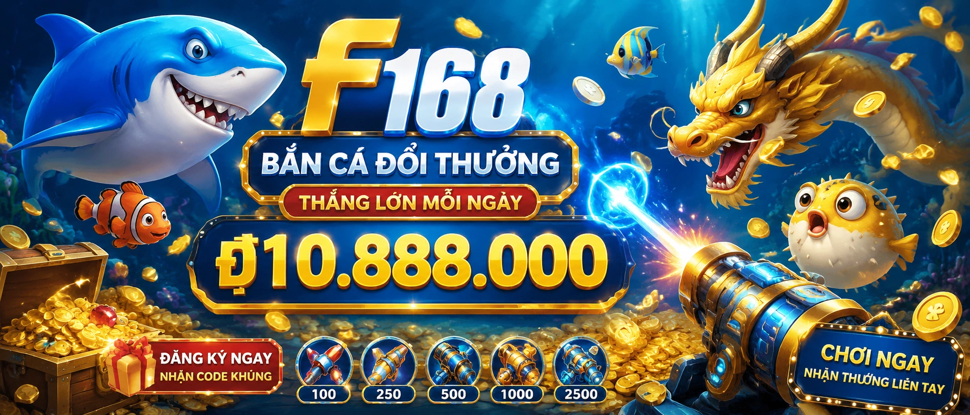 Giao diện Bắn Cá chủ đề đại dương trên f168.com.bz